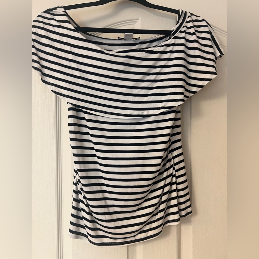 NWOT White House Black Market striped off shoulder top. Size XS